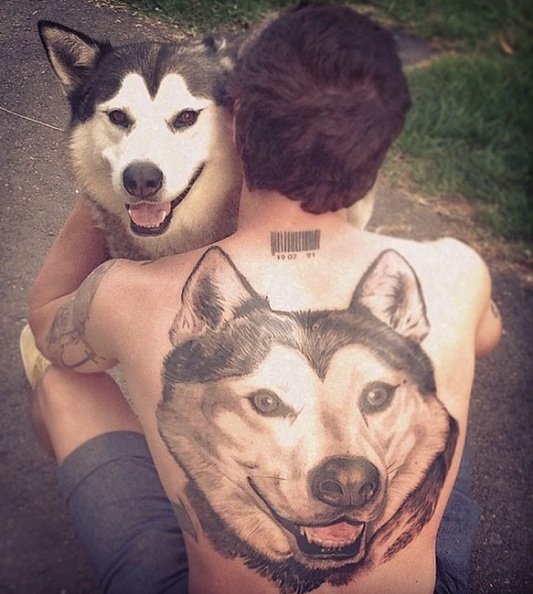 husky tattoo for boy back