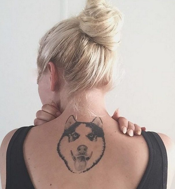 [husky tattoo] below neck