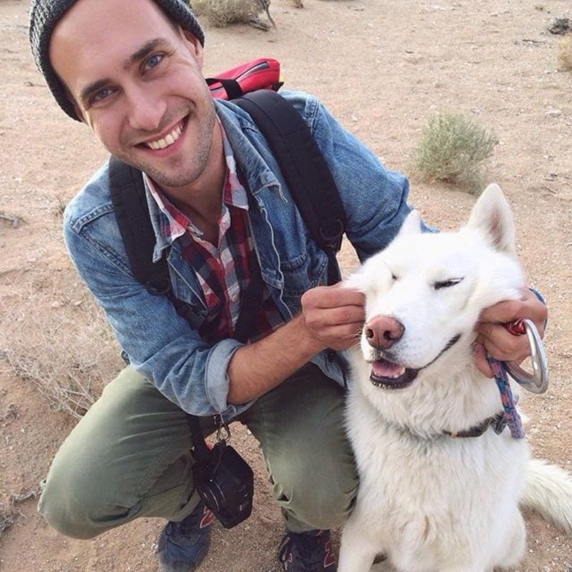 Man And His Husky Visit Canyons
