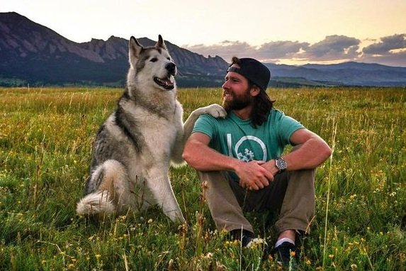 Husky and owner 